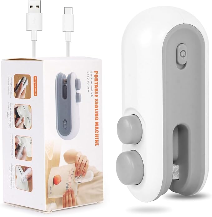 Portable Mini Sealing Machine 2 in 1 USB Rechargeable Magnetic Heat Sealing and Cutting Bag Seale - GrabaDeal