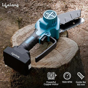 Cordless Mini Chainsaw 6-Inch | 20V Rechargeable Electric Pruning Saw with 2 Batteries, Extra Chain & Carry Case - GrabaDeal