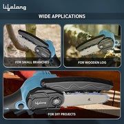 Cordless Mini Chainsaw 6-Inch | 20V Rechargeable Electric Pruning Saw with 2 Batteries, Extra Chain & Carry Case - GrabaDeal
